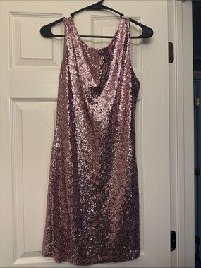 Sequin Tank Dress in Pink